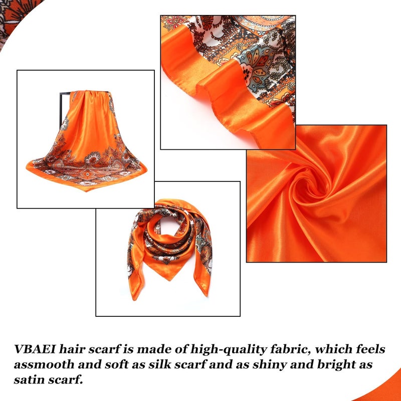 VBAEI 35” Large Square Satin Head Scarf - 1Pcs Satin Hair Scarf Silk Bandana Head Wraps For Women - Image 2
